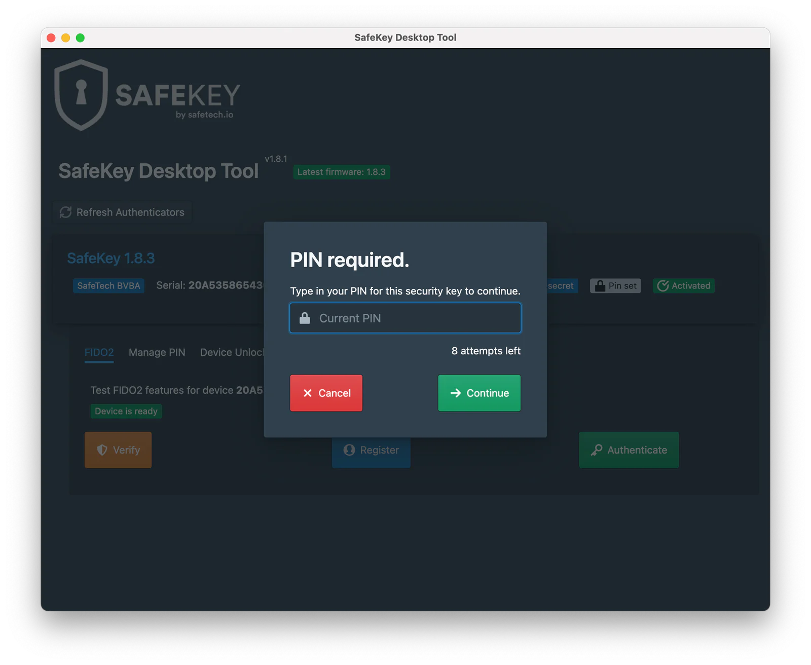Enter pin