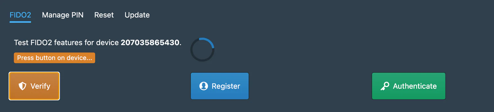 Press button to verify