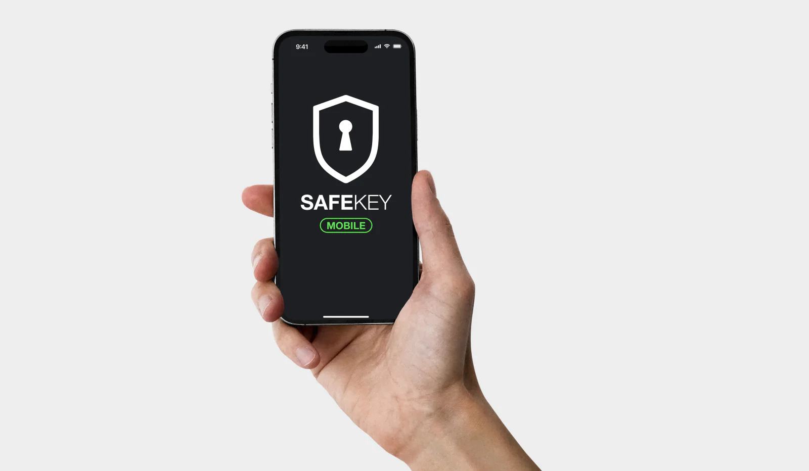 The SafeKey Mobile app open on a smartphone
